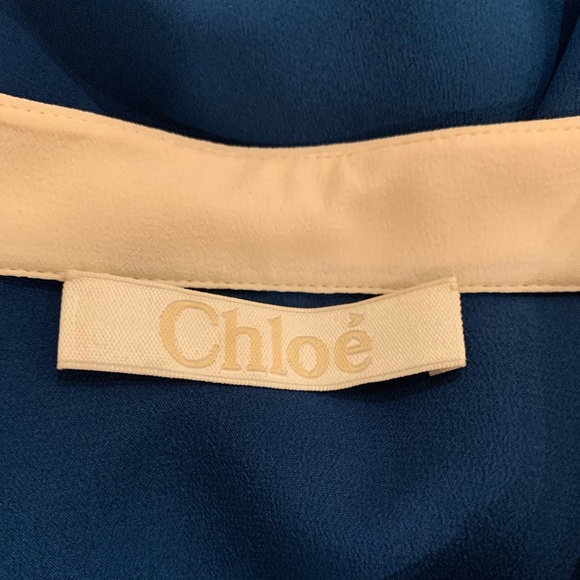 Chloe Silk Blouse Ocean Blue Size:34 Excellent Condition - Picture 6 of 9